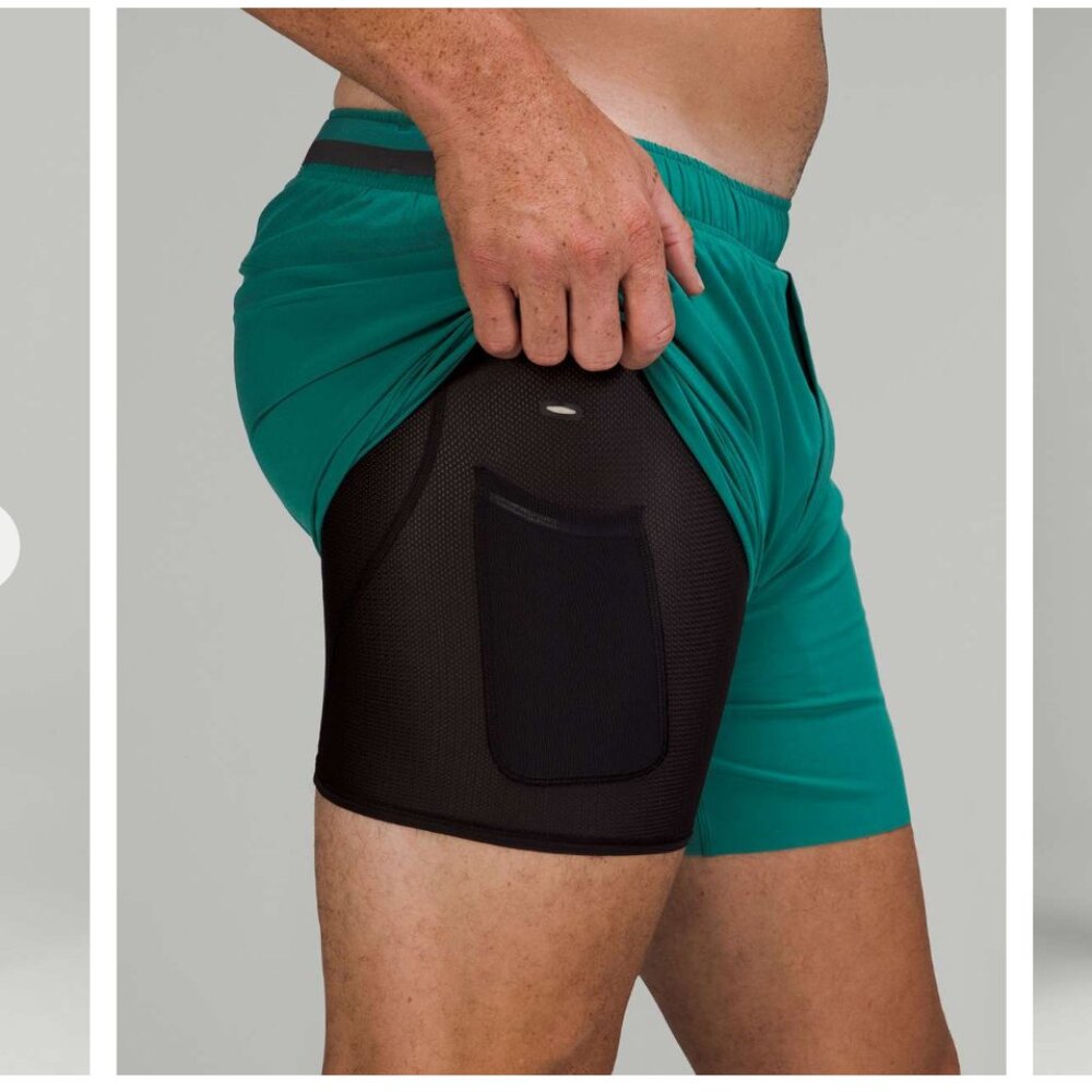 Lululemon Surge Lined Short 6" Teal Lagoon Men's Medium Athletic Workout Run - Picture 3 of 16